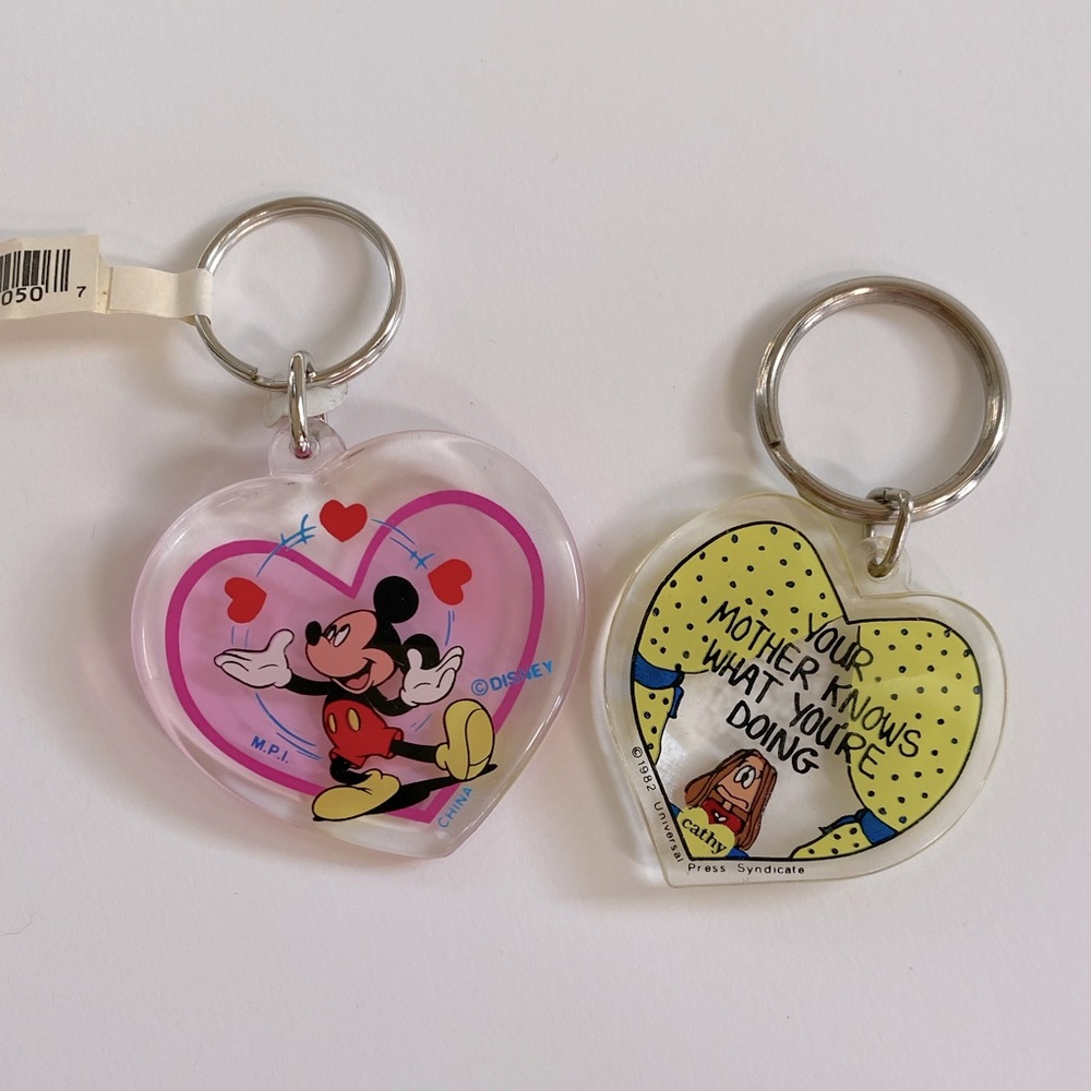 Vintage Heart-Shaped Lucite Keychains Bundle